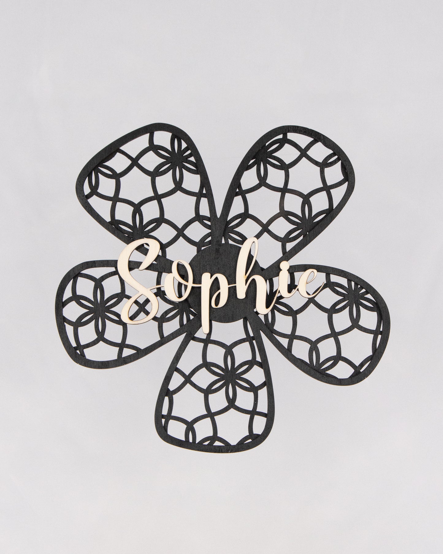 Personalisiertes Namensschild - Blume mit Muster
