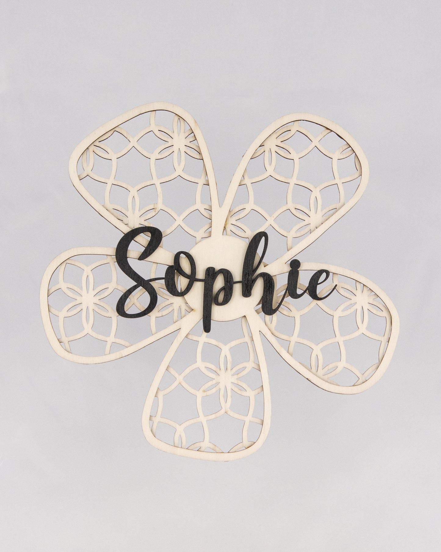 Personalisiertes Namensschild - Blume mit Muster