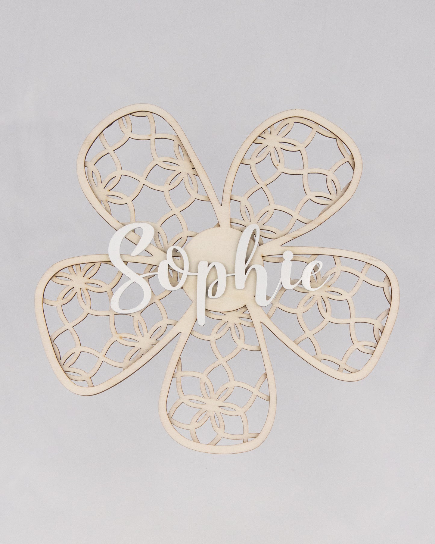 Personalisiertes Namensschild - Blume mit Muster