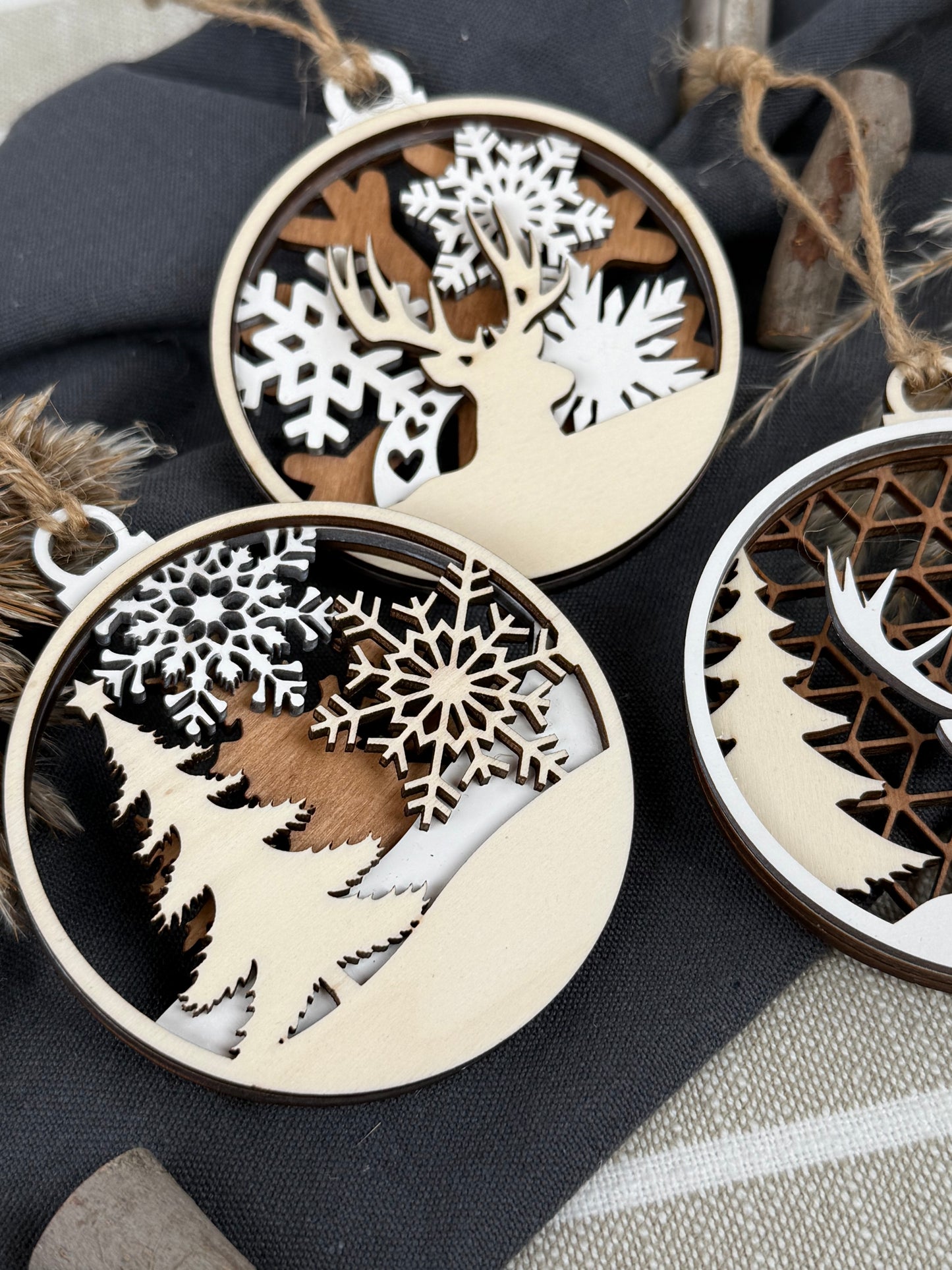 Anhänger 3-lagig Winter / Weihnachten