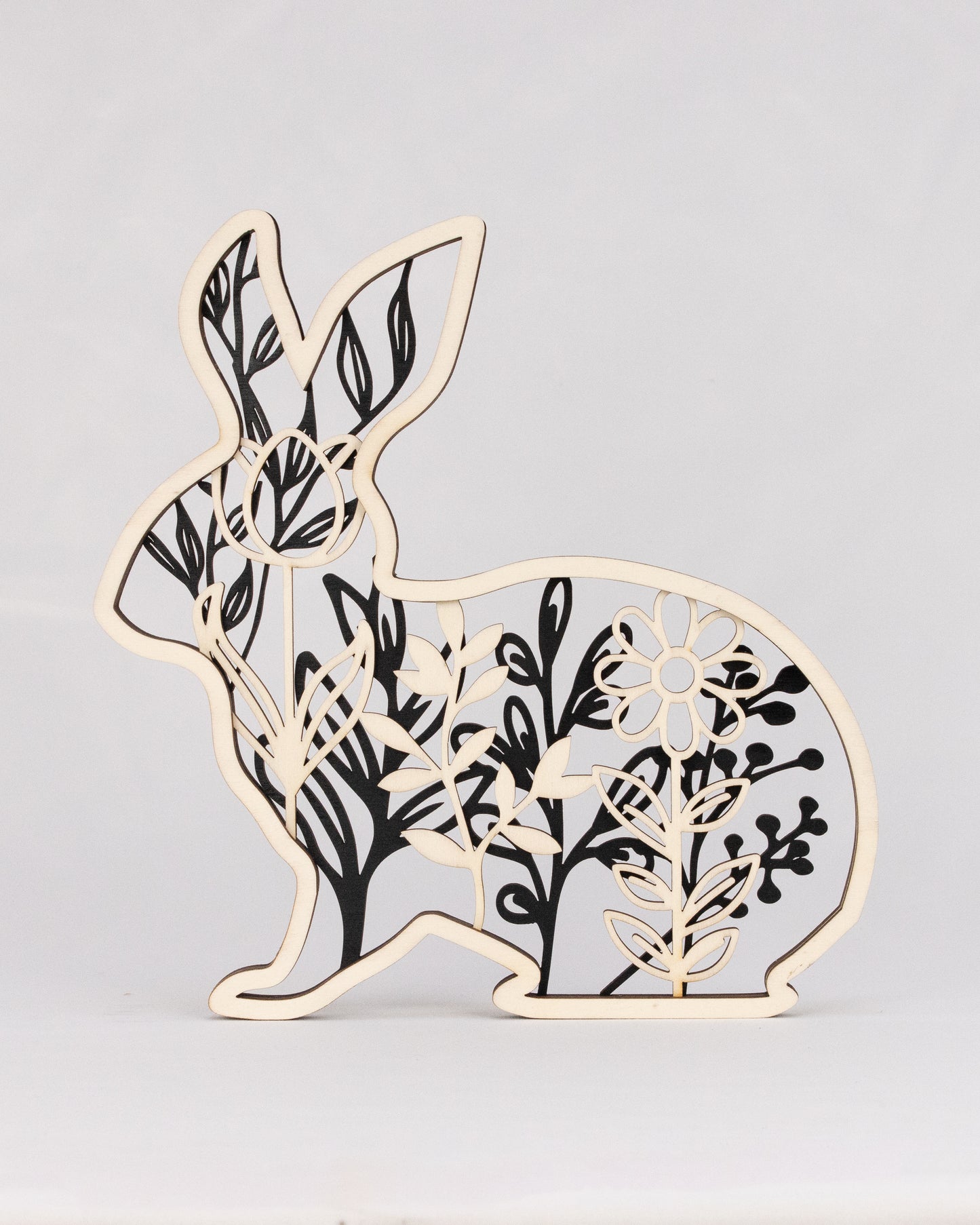 Hase 3D Optik - mit Blumen und farblichem Akzent