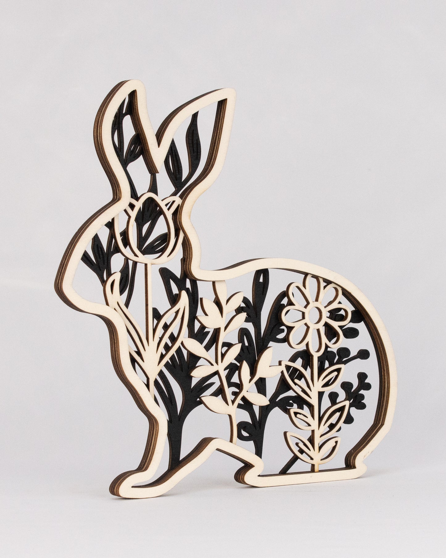 Hase 3D Optik - mit Blumen und farblichem Akzent