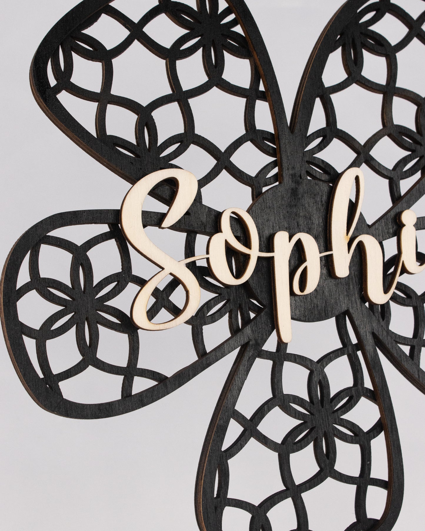 Personalisiertes Namensschild - Blume mit Muster