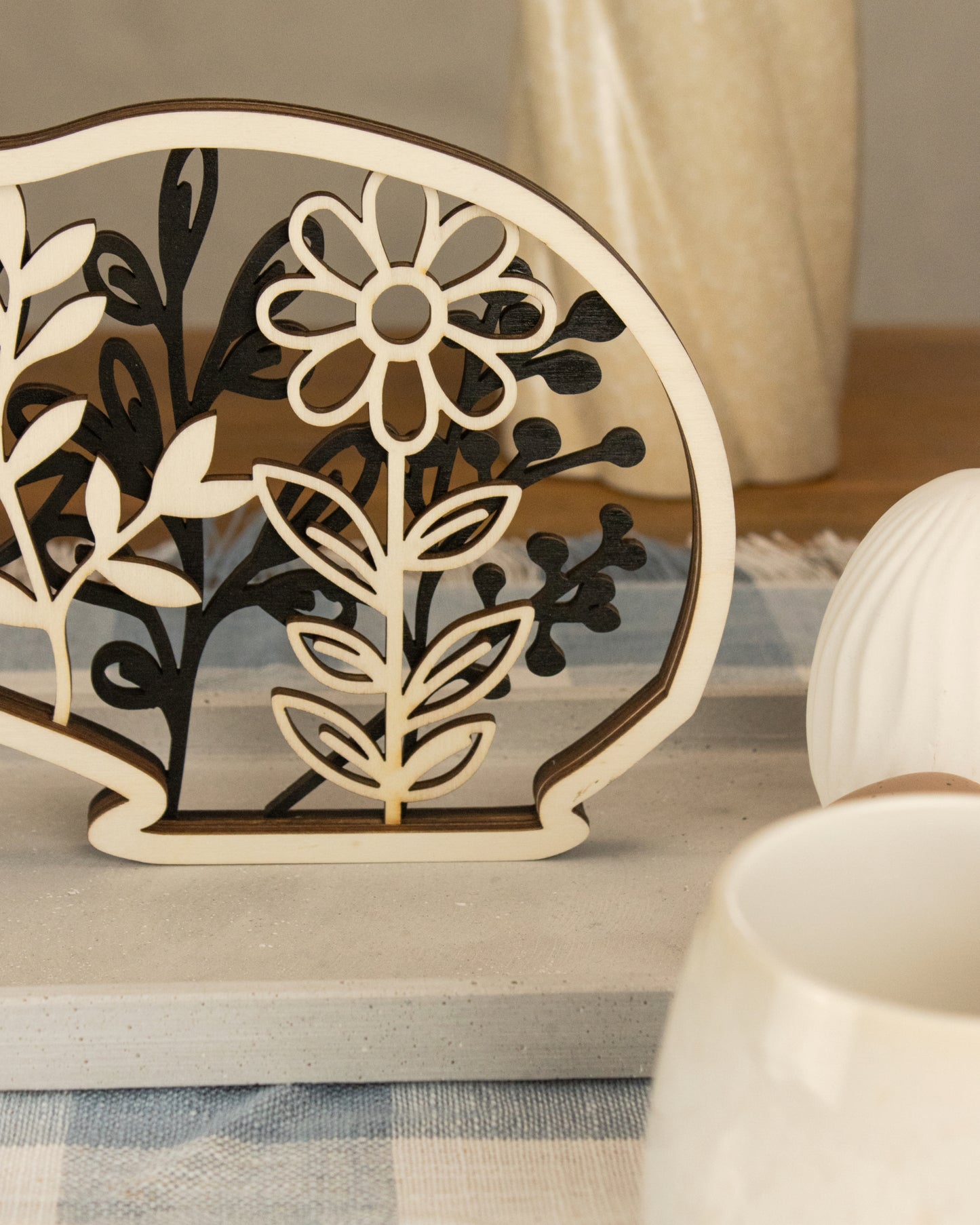 Hase 3D Optik - mit Blumen und farblichem Akzent
